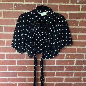 Anthropologie Maeve Black Blouse with White Polka Dots